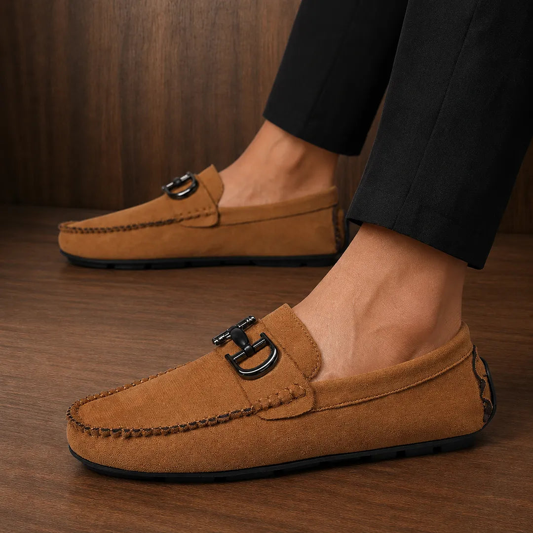 Textured Metal Bit Loafers