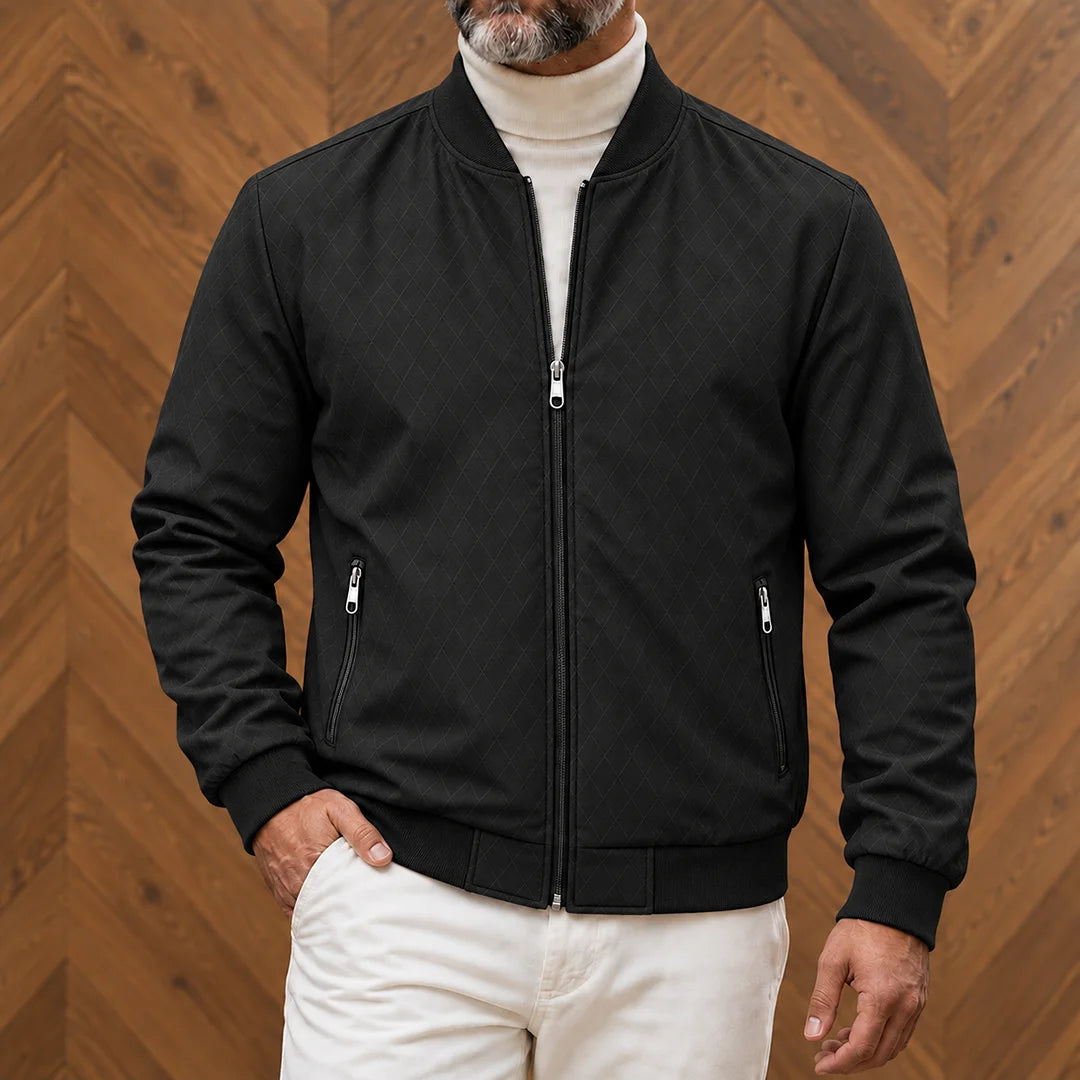 Textured Pattern Bomber Jacket