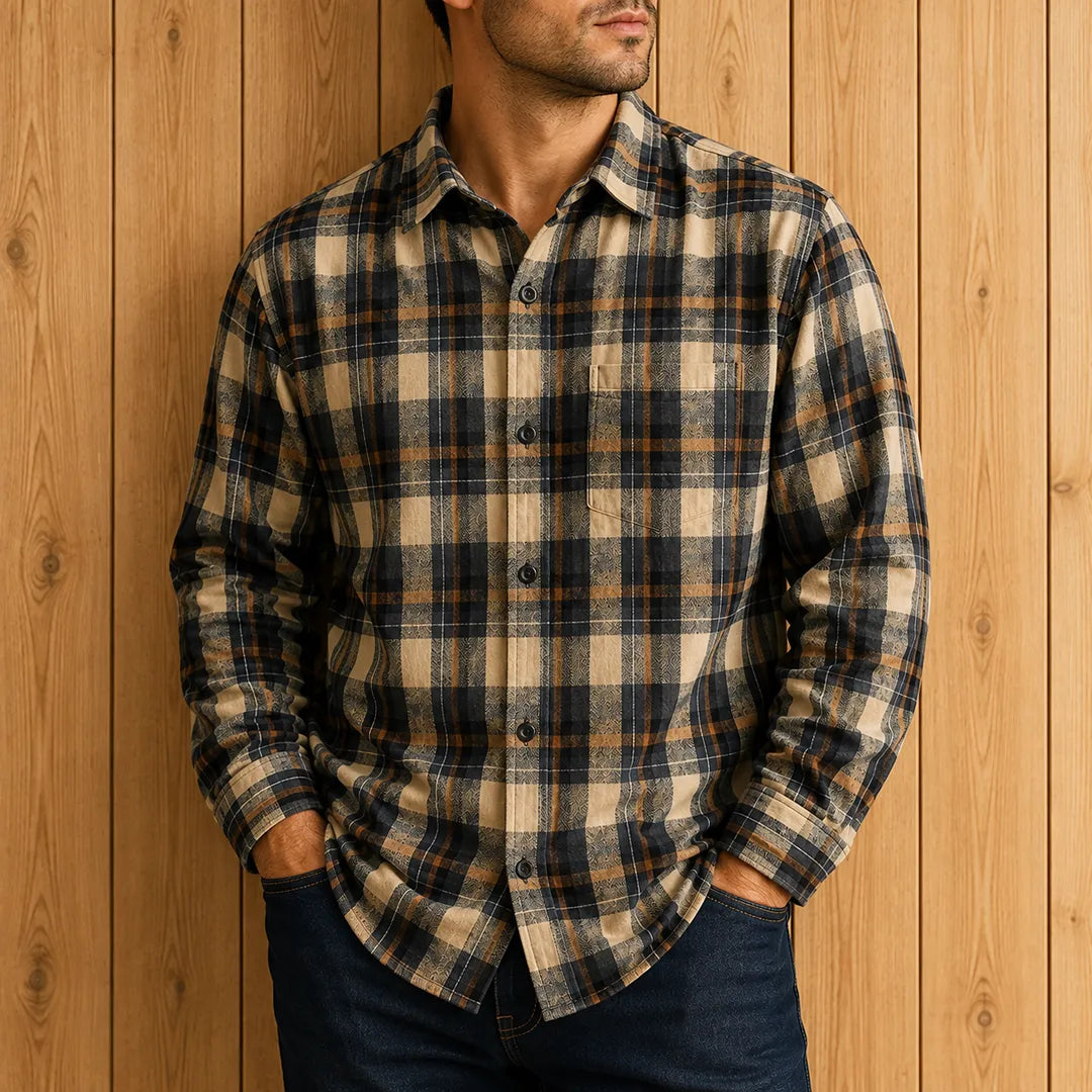 Textured Plaid Casual Shirt