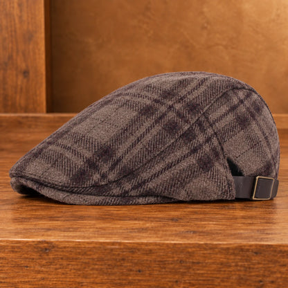 Textured Plaid Flat Cap