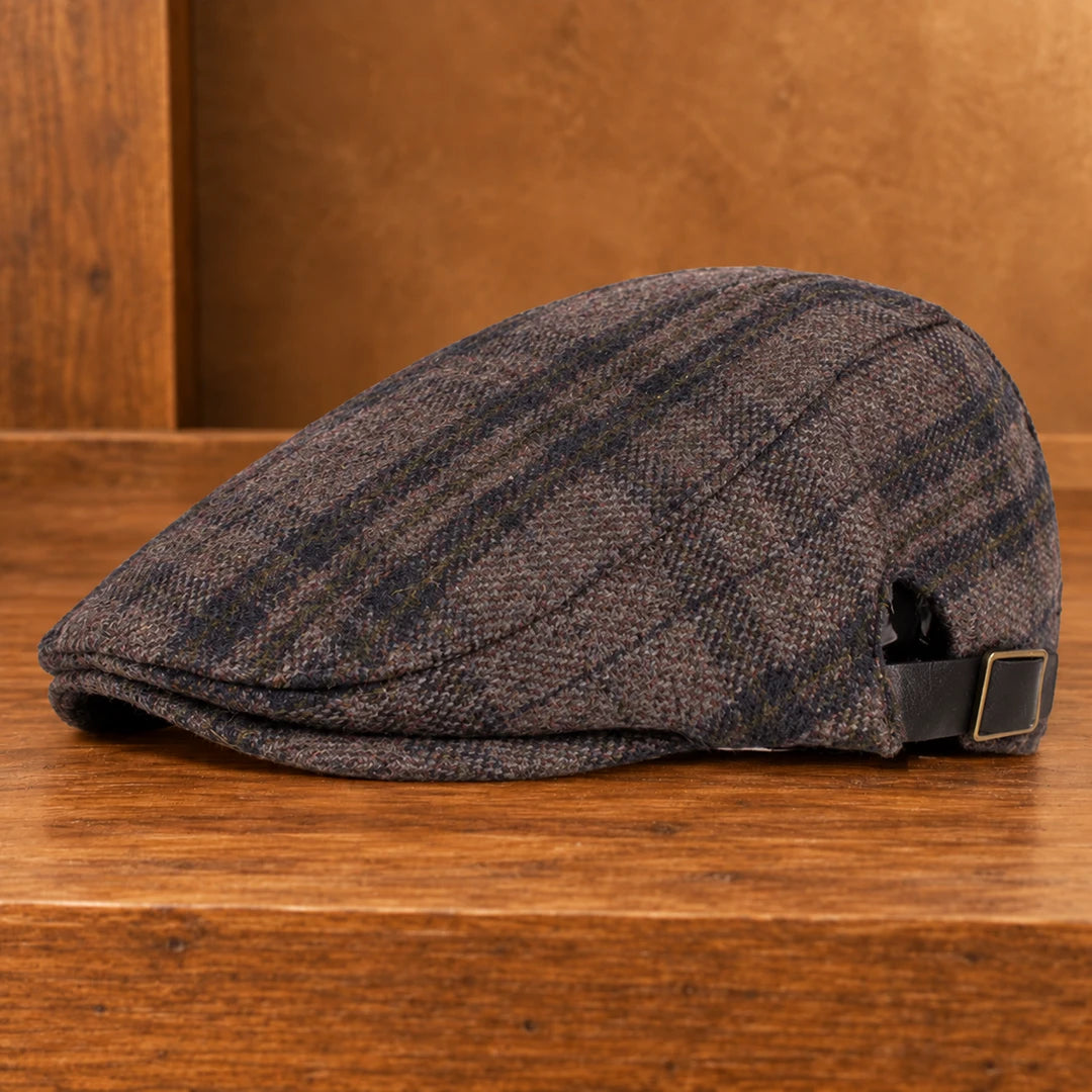 Textured Plaid Flat Cap