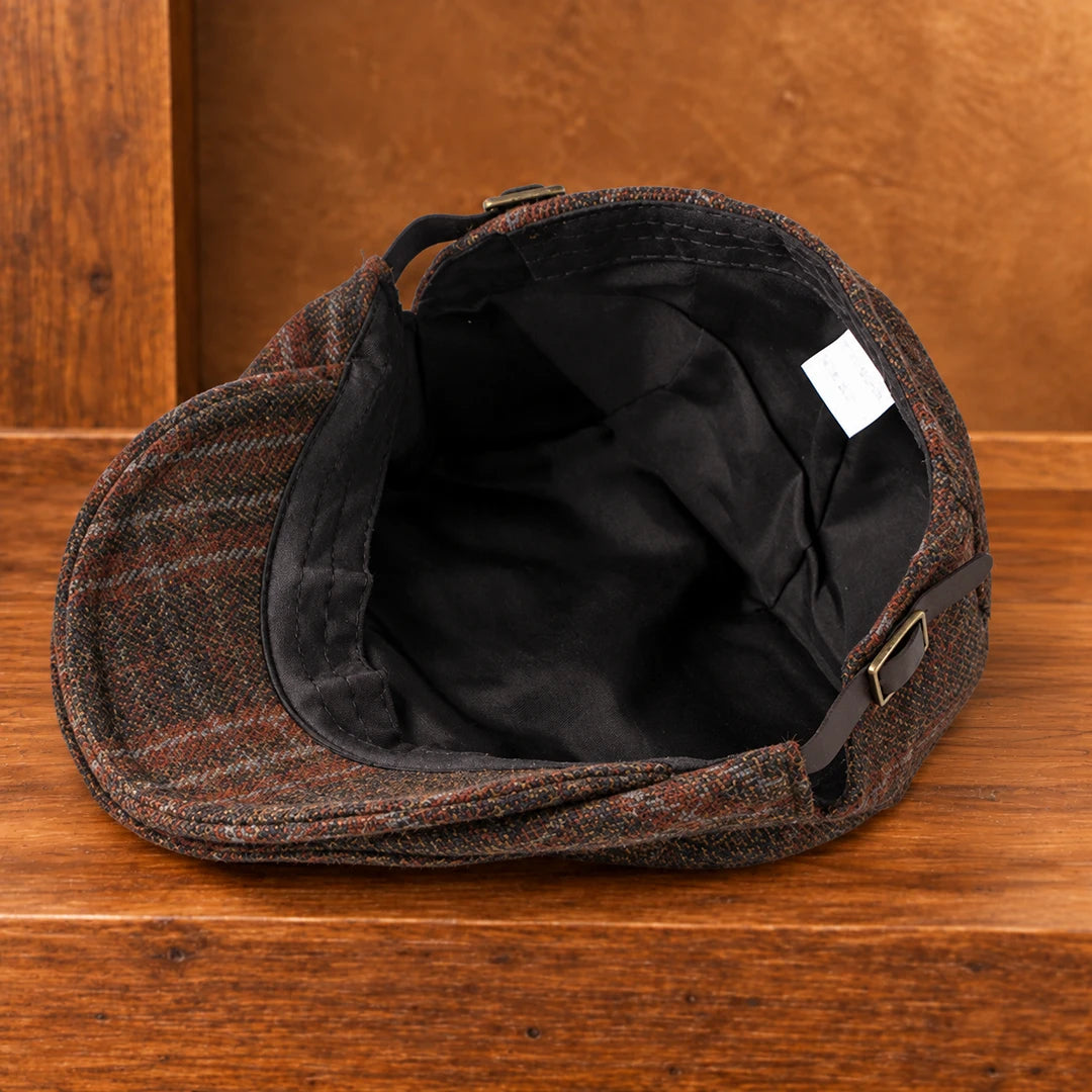Textured Plaid Flat Cap