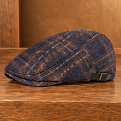 Textured Plaid Flat Cap