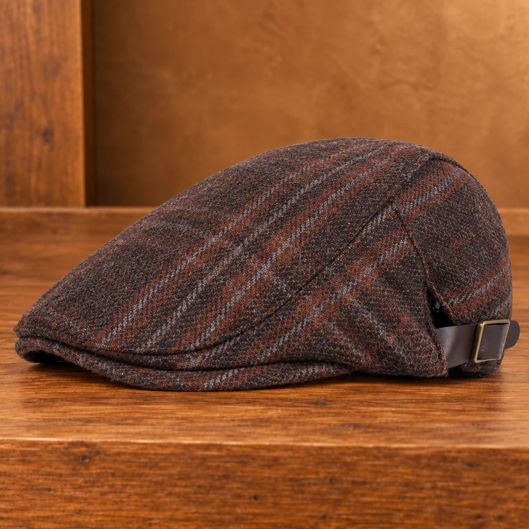 Textured Plaid Flat Cap