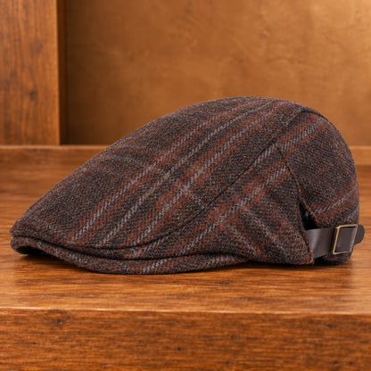 Textured Plaid Flat Cap