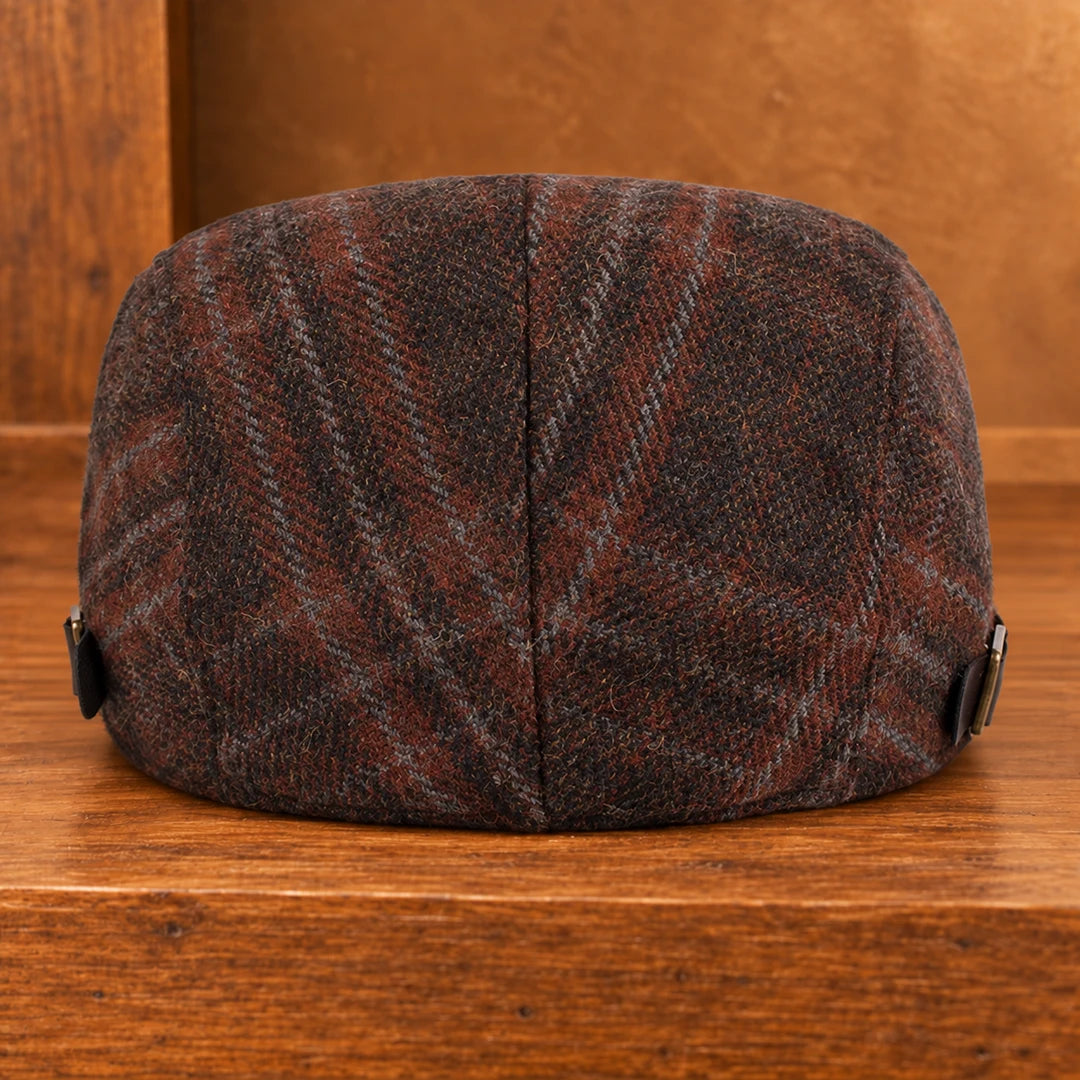 Textured Plaid Flat Cap