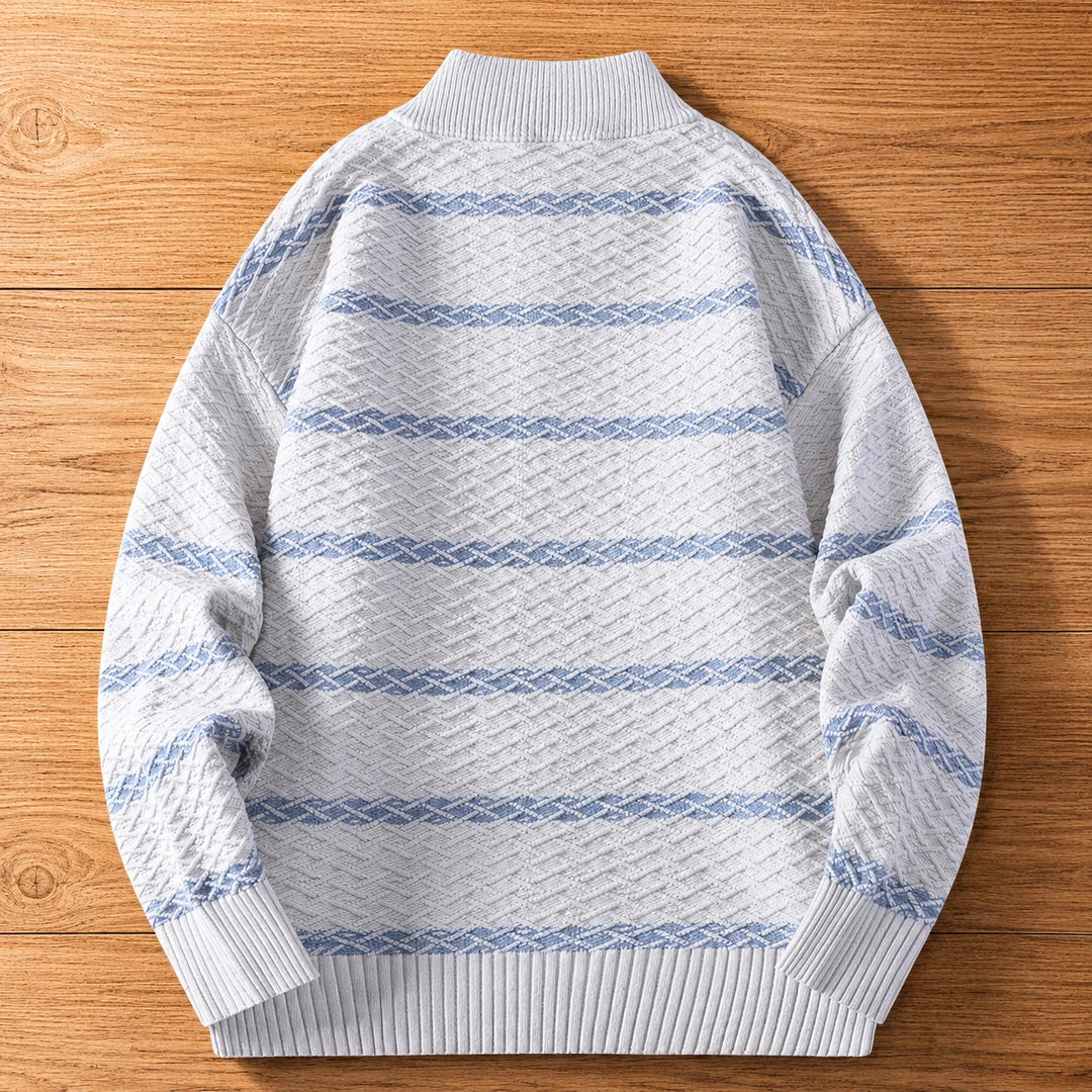 Textured Striped Zip Cardigan