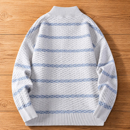 Textured Striped Zip Cardigan