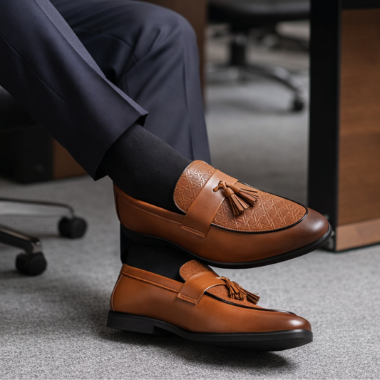 Textured Tassel Loafers