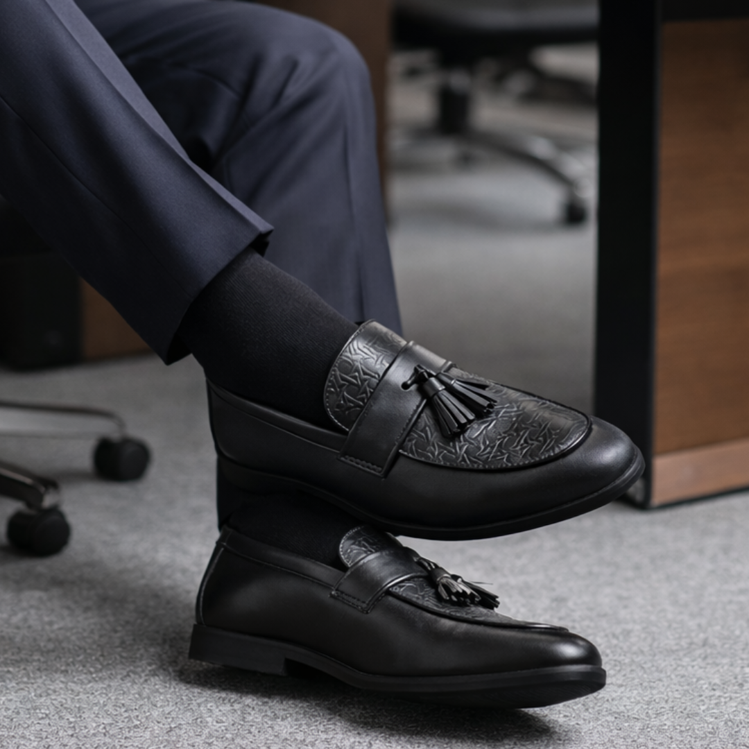 Textured Tassel Loafers