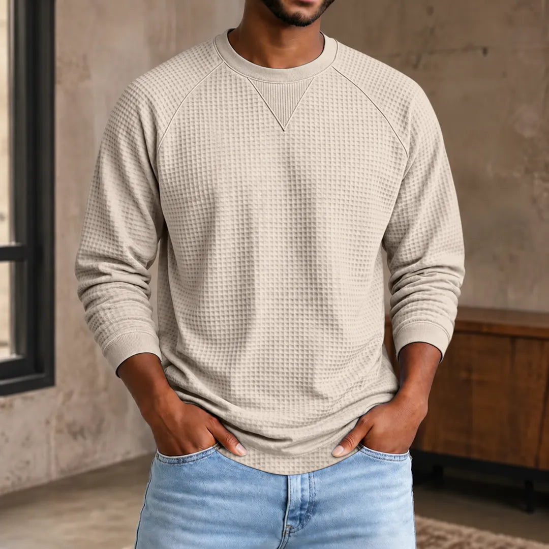 Waffle Knit Raglan Sweatshirt