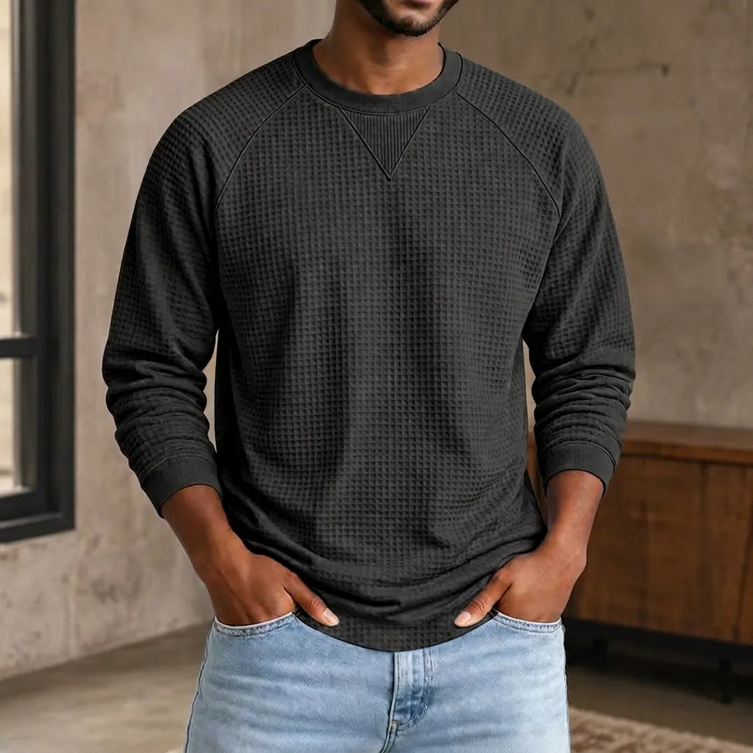 Waffle Knit Raglan Sweatshirt