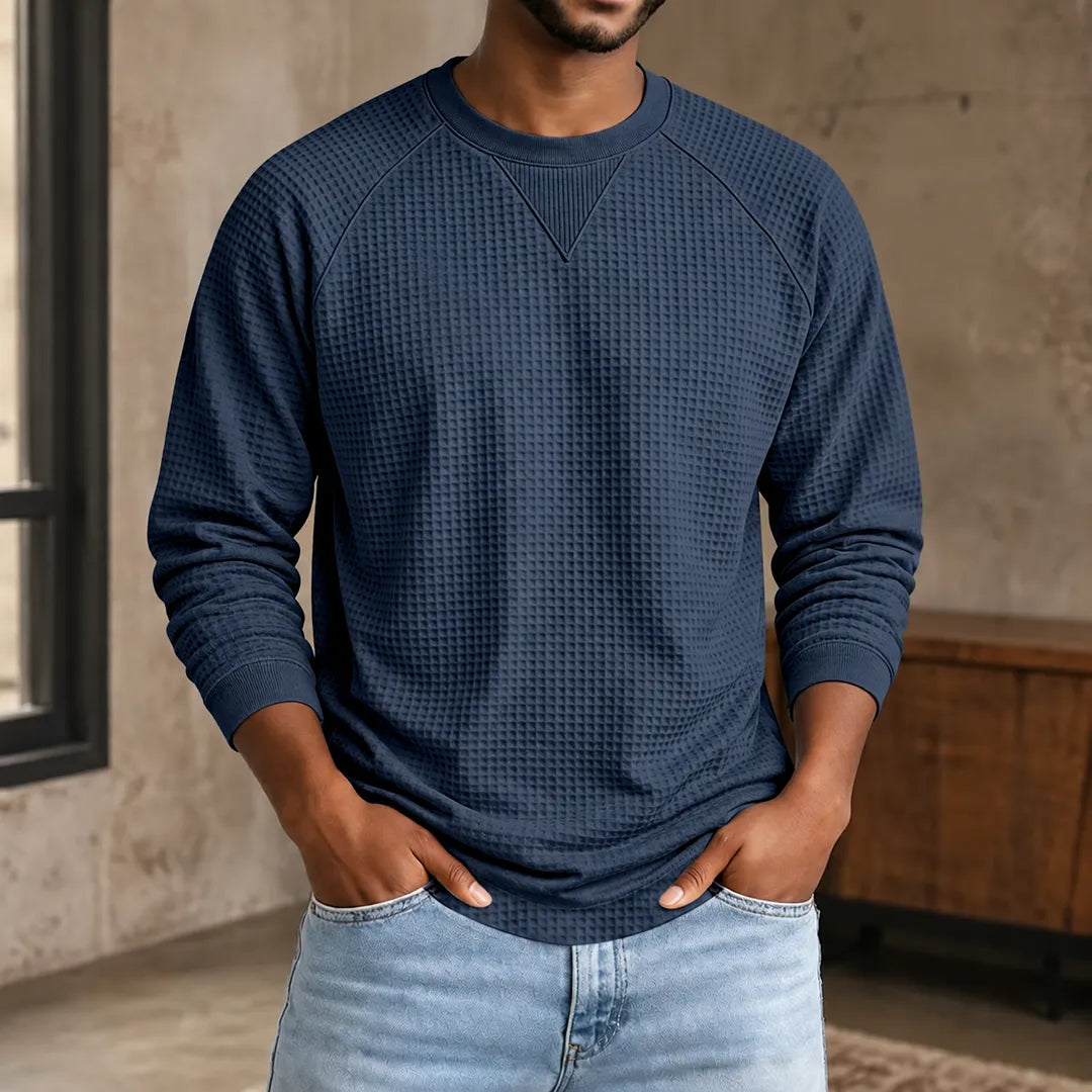 Waffle Knit Raglan Sweatshirt