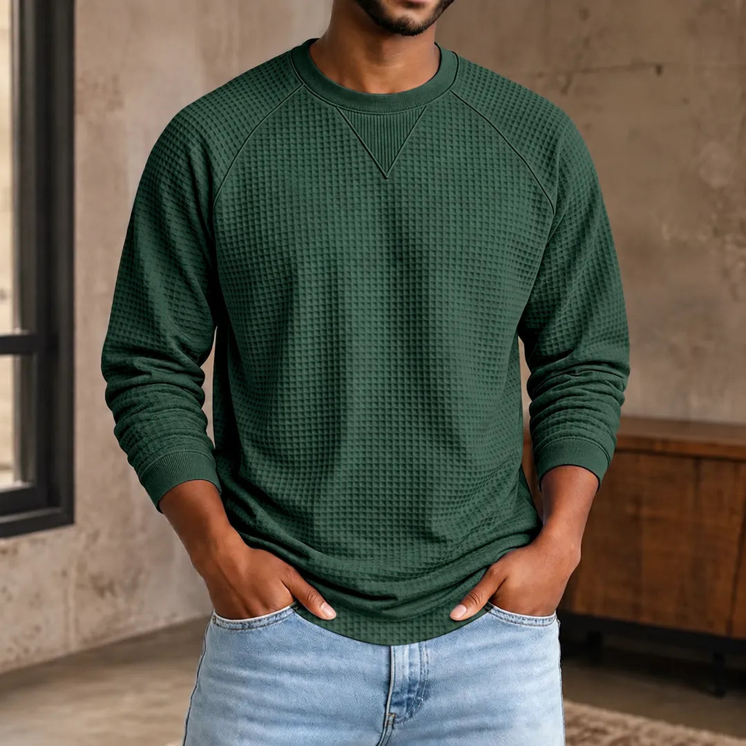 Waffle Knit Raglan Sweatshirt