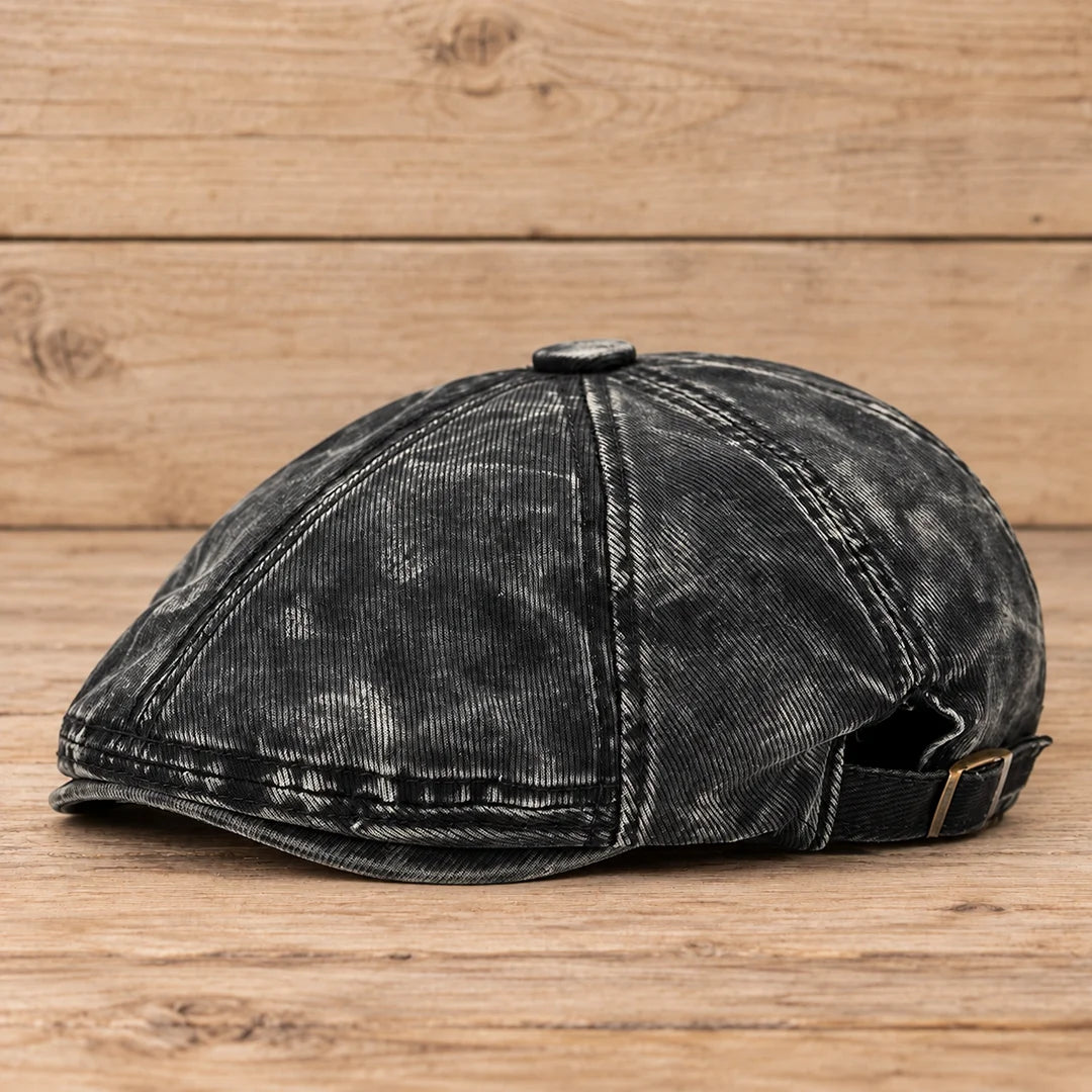Washed Ribbed Flat Cap