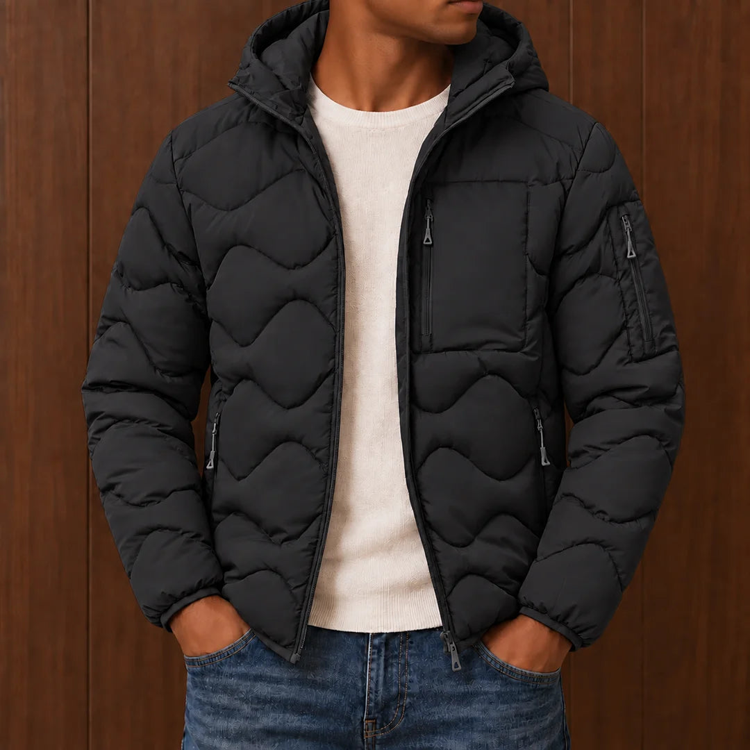 Wave Quilted Hooded Jacket