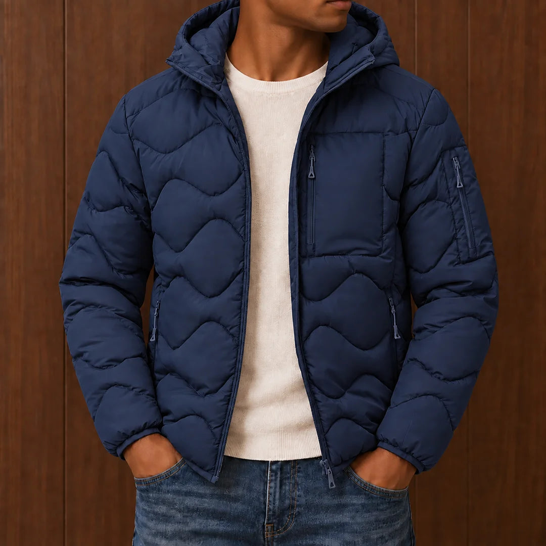 Wave Quilted Hooded Jacket