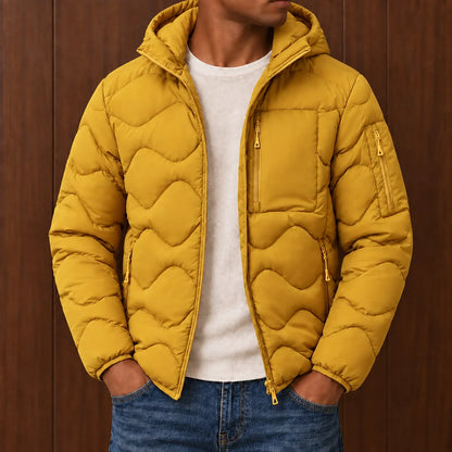 Wave Quilted Hooded Jacket