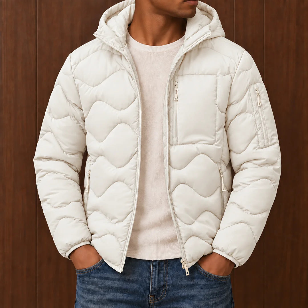 Wave Quilted Hooded Jacket
