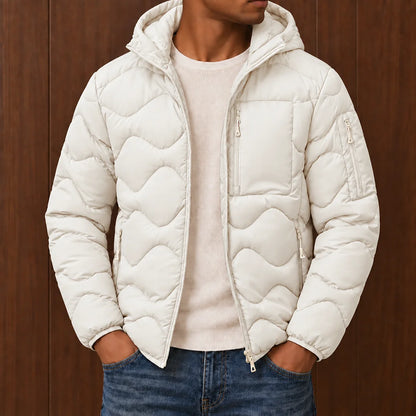 Wave Quilted Hooded Jacket