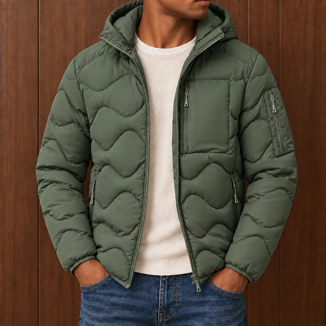 Wave Quilted Hooded Jacket