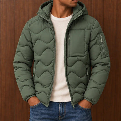 Wave Quilted Hooded Jacket