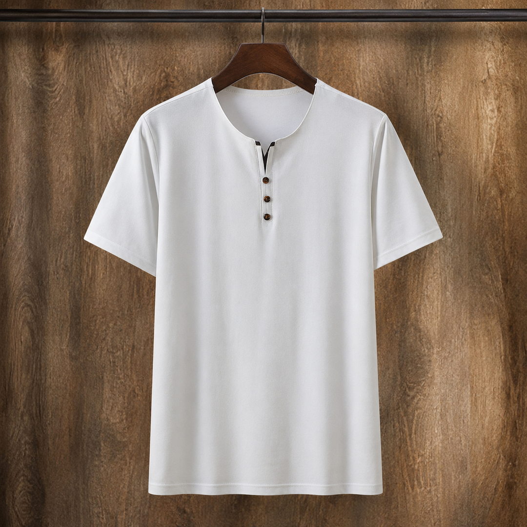 Band Collar Henley T-Shirt
