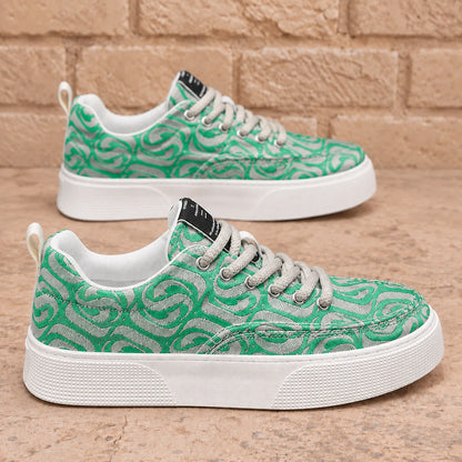 Woven Pattern Low-Top Sneakers