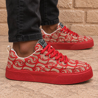 Woven Pattern Low-Top Sneakers