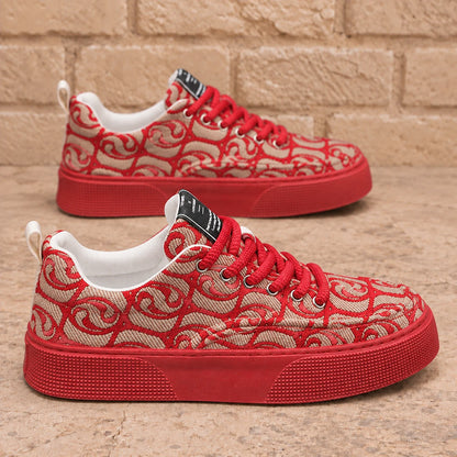 Woven Pattern Low-Top Sneakers