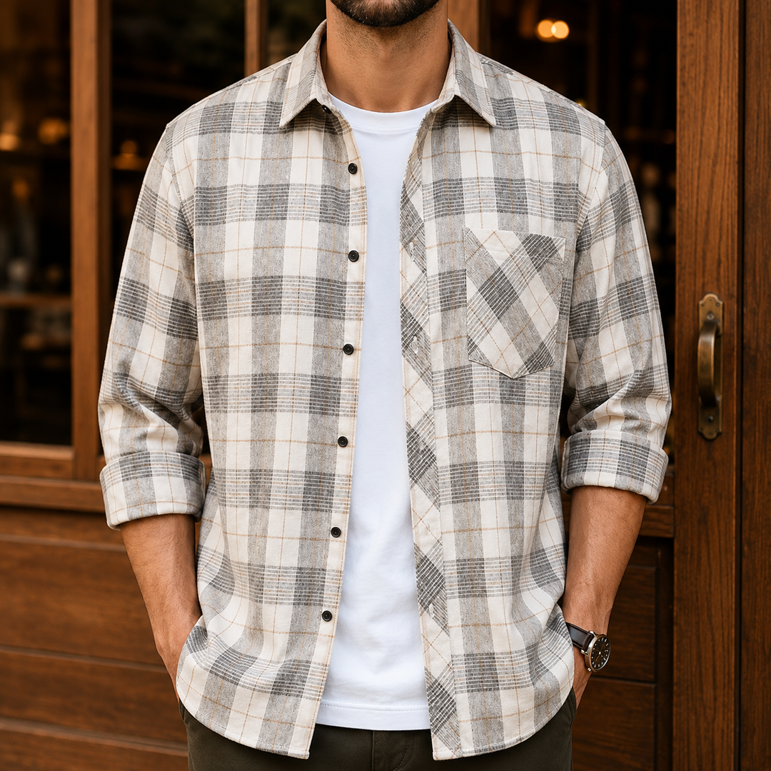 Plaid Button-Up Shirt