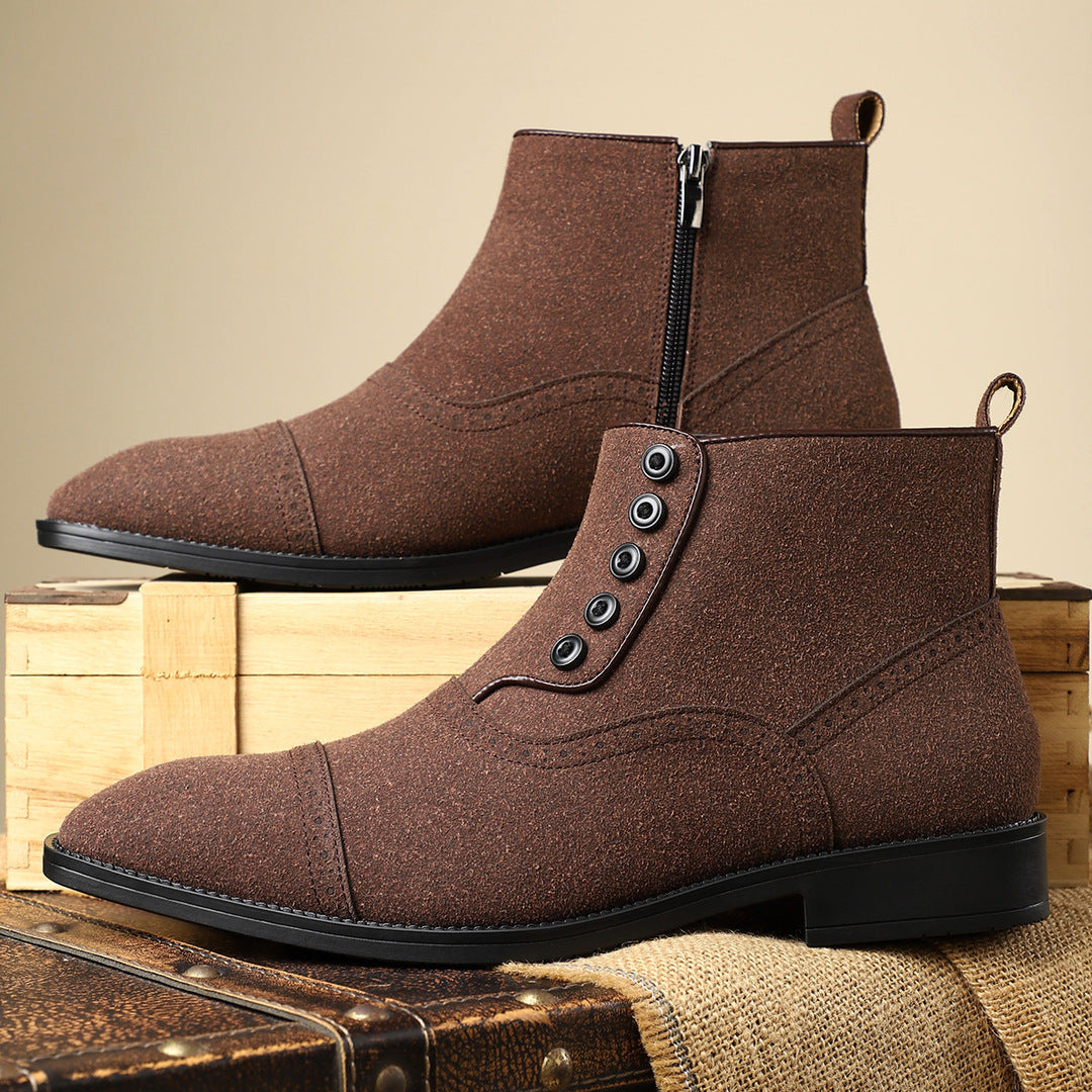 PREMIUM BUTTON ANKLE BOOTS