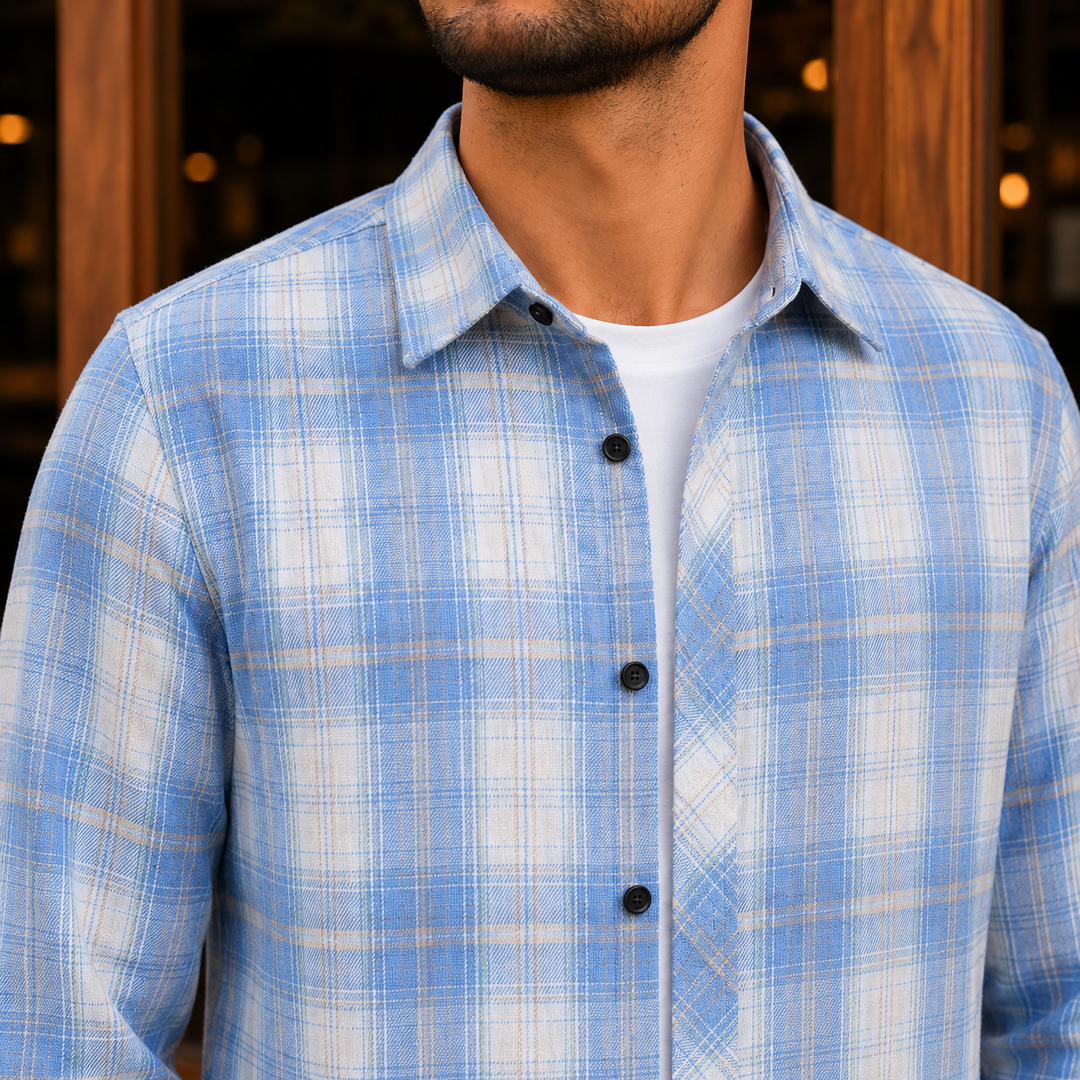 Plaid Button-Up Shirt