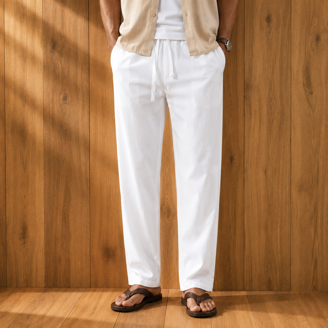 Drawstring Straight-Leg Trousers